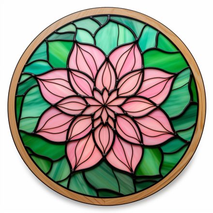 Üvegfesték rózsaszín virág, ólomüveg hatású ablakmatrica