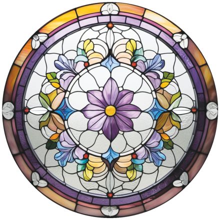 Lila virág, ólomüveg hatású ablakmatrica
