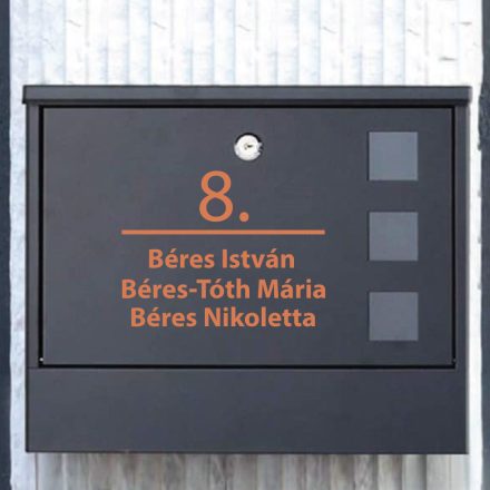 Ajtószám nevekkel, matrica postaládára