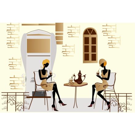 Kávézó nők, poszter tapéta 375*250 cm