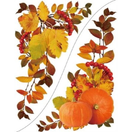 Őszi levelek sarokminta9, sztatikus ablakmatrica
